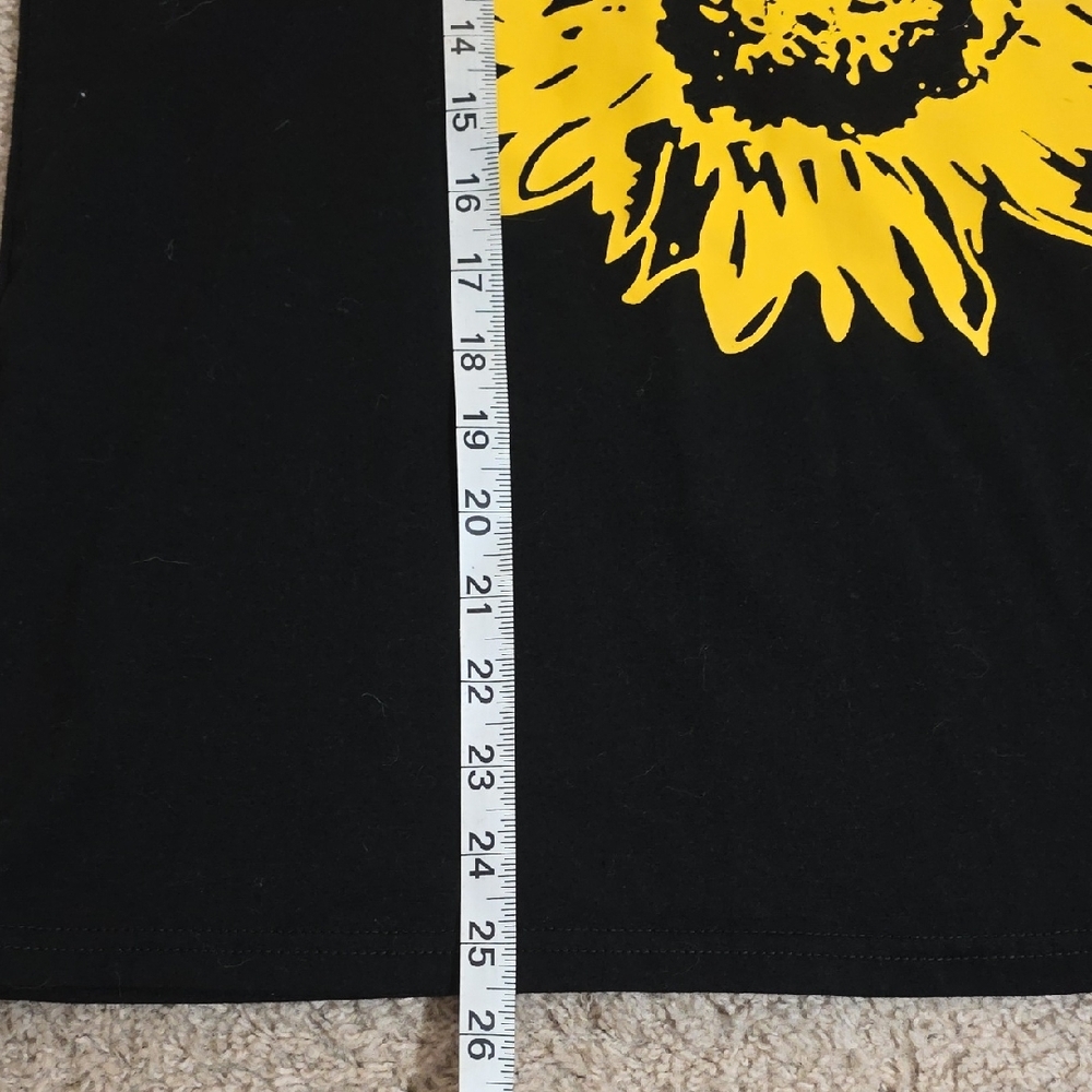 Yellow Sunflower Print Black Tank Top - Picture 8 of 8